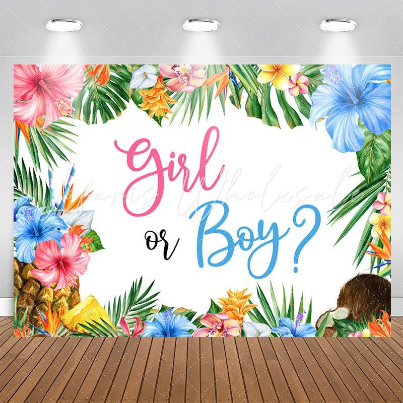 Lofaris Girl Or Boy Hawaii Monstera Gender Reveal Backdrop