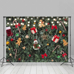 Lofaris Glitter And Green Christmas Tree Decoration Backdrop