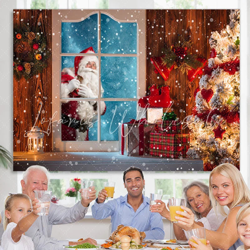 Lofaris Glitter And Warm House Santa Claus Outside Window