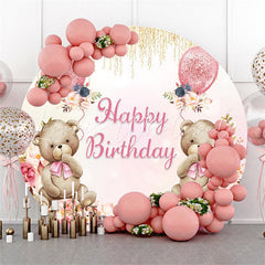 Lofaris Glitter Balloons Backdrop Teddy Bear Birthday