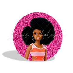 Glitter Barbie Birthday Party Round Backdrop Cover Plinth Cylinder Pedestal Cover