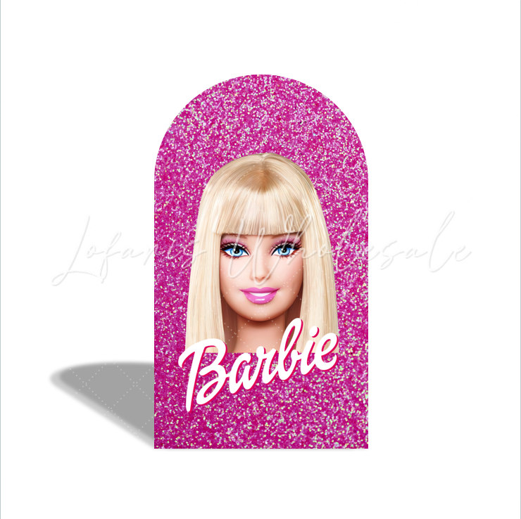 Glitter Barbie Head Happy Birthday Party Arch Backdrop Wall Cloth Cover