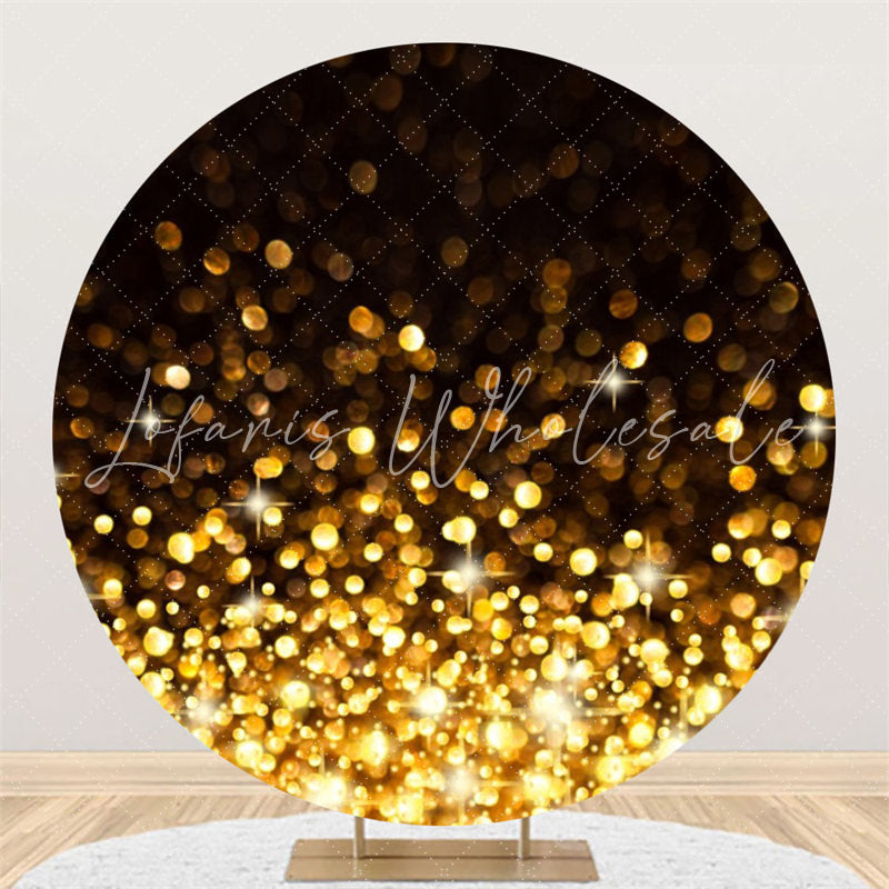 Lofaris Glitter Black Golden Bokeh Circle Birthday Backdrop