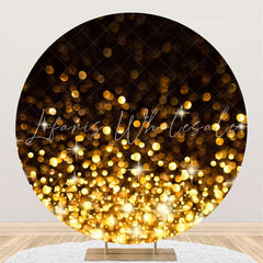 Lofaris Glitter Black Golden Bokeh Circle Birthday Backdrop