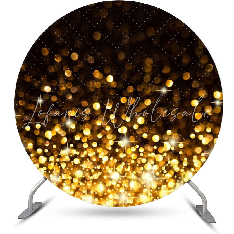 Lofaris Glitter Black Golden Bokeh Circle Birthday Backdrop