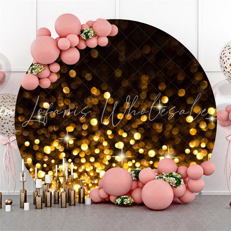 Lofaris Glitter Black Golden Bokeh Circle Birthday Backdrop