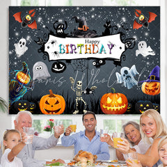 Lofaris Glitter Black Halloween Theme Night Birthday Backdrop