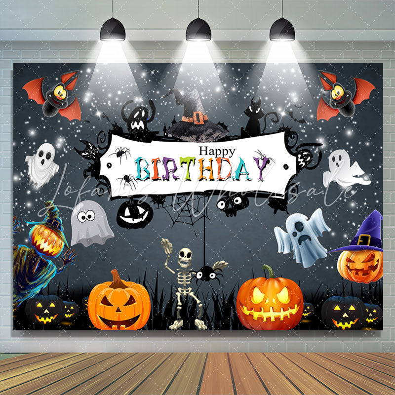 Lofaris Glitter Black Halloween Theme Night Birthday Backdrop