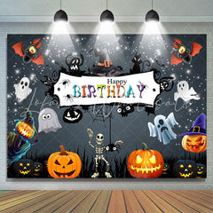 Lofaris Glitter Black Halloween Theme Night Birthday Backdrop