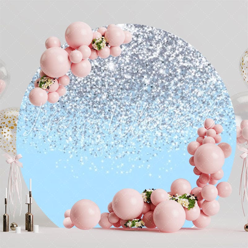 Glitter Blue Sparkle Round Backdrop For Elegant Party Celebrations
