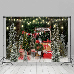 Lofaris Glitter Christmas Trees Hot Cocoa Backdrop For Party