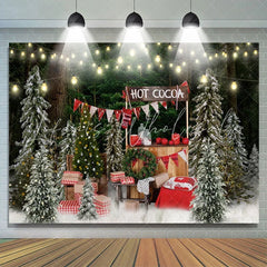 Lofaris Glitter Christmas Trees Hot Cocoa Backdrop For Party