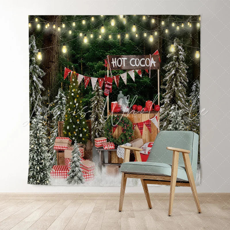 Lofaris Glitter Christmas Trees Hot Cocoa Backdrop For Party