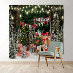 Lofaris Glitter Christmas Trees Hot Cocoa Backdrop For Party