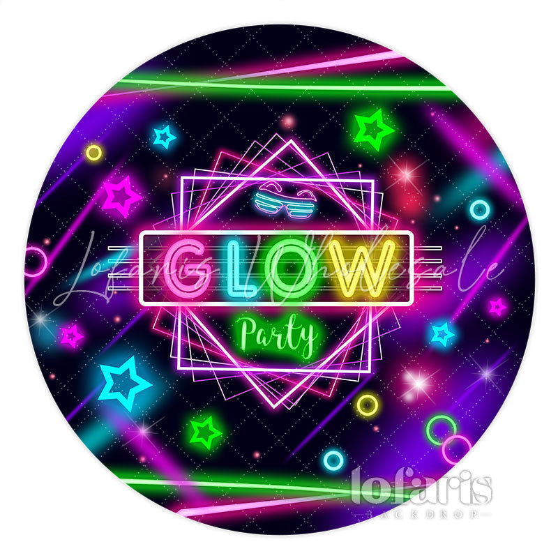 Lofaris Glitter Glow Party And Lines Round Birthday Backdrop