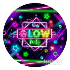 Lofaris Glitter Glow Party And Lines Round Birthday Backdrop