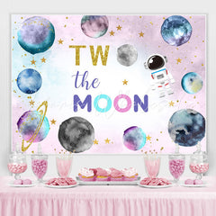 Lofaris Glitter Golden Lovely Astronaut Two The Moon Backdrop