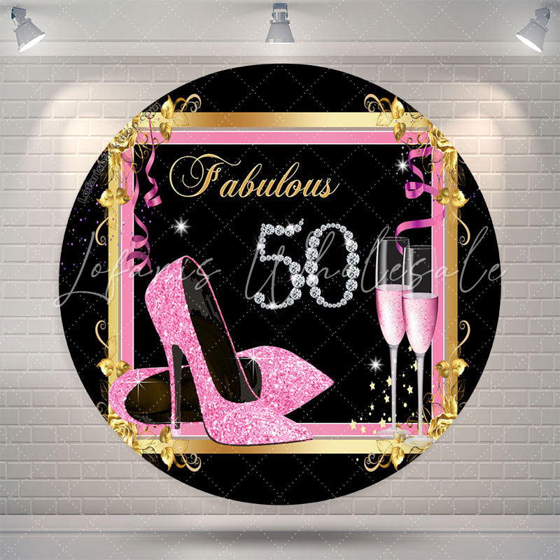 Lofaris Glitter Heels Fabulous Round 50th Birthday Backdrop