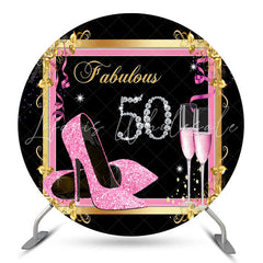 Lofaris Glitter Heels Fabulous Round 50th Birthday Backdrop
