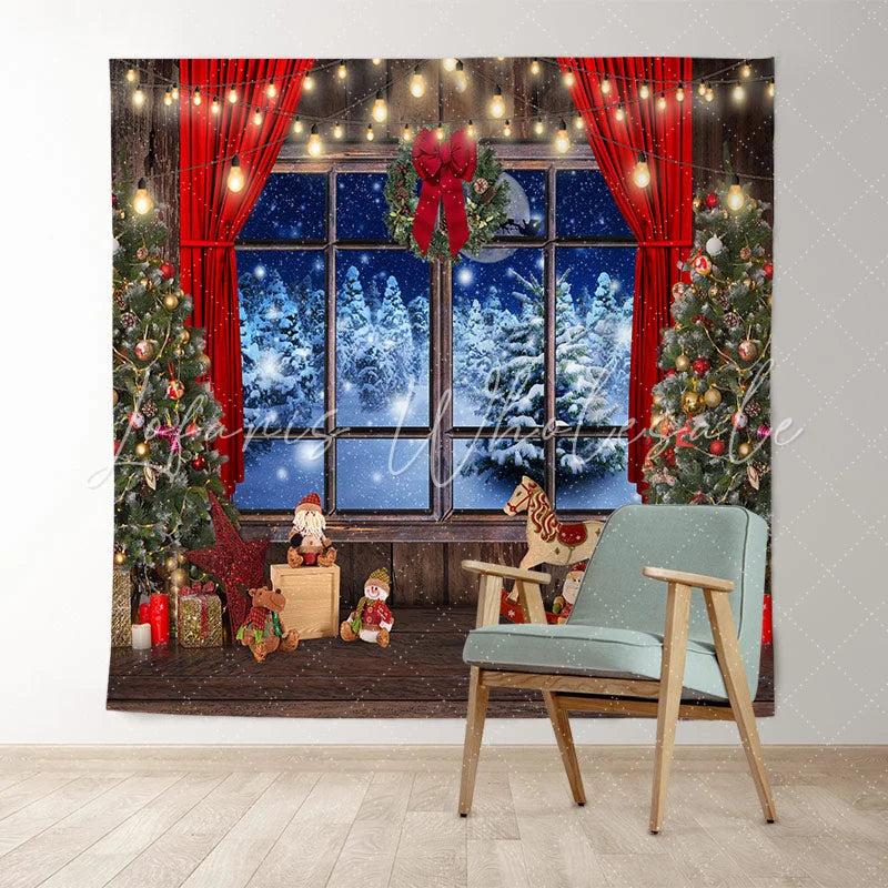 Lofaris Glitter Light And Tree Christmas Backdrop for Winter