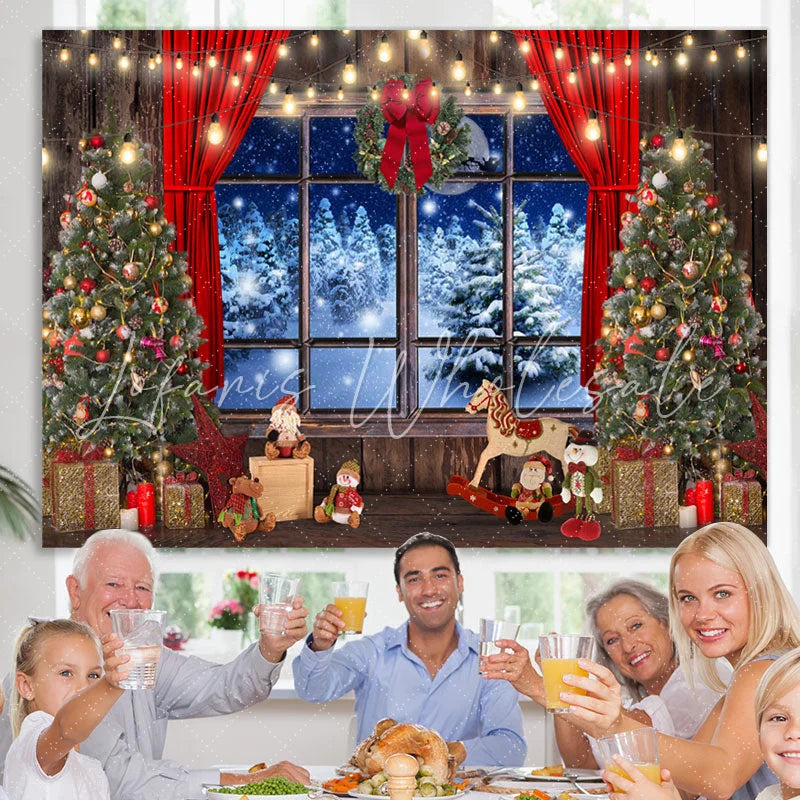 Lofaris Glitter Light And Tree Christmas Backdrop for Winter