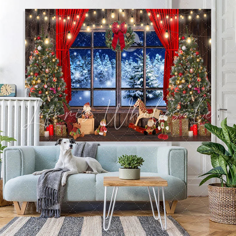 Lofaris Glitter Light And Tree Christmas Backdrop for Winter