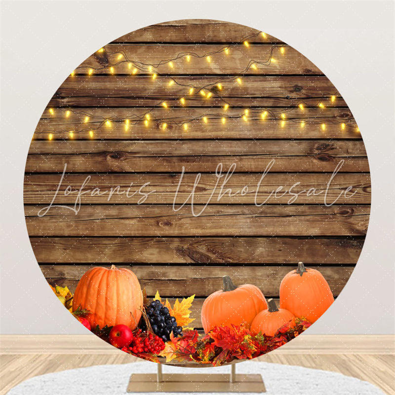 Lofaris Glitter Light Pumpkin Wood Birthday Circle Backdrop