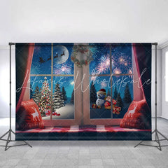 Lofaris Glitter Outside The Window Christmas Backdrop For Party