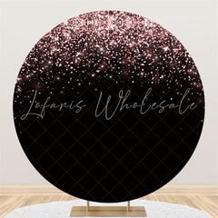 Lofaris Glitter Pink Black Theme Happy Birthday Circle Backdrop