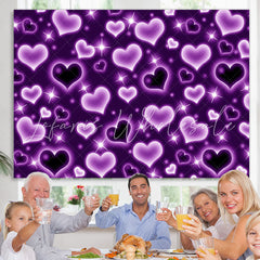 Lofaris Glitter Purple Heart Early 2000s Photo Backdrop for Birthday