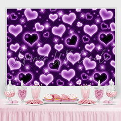 Lofaris Glitter Purple Heart Early 2000s Photo Backdrop for Birthday