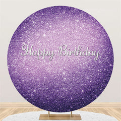 Lofaris Glitter Purple Theme Happy Birthday Circle Backdrop