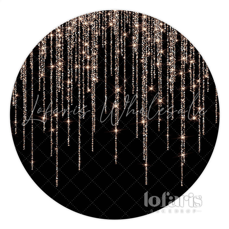 Lofaris Glitter Rose Gold Black Happy Birthday Circle Backdrop