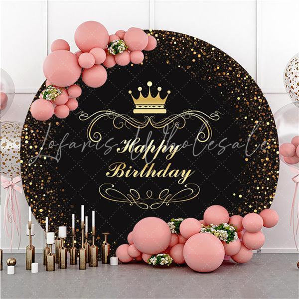 Lofaris Glitter Spot And Crown Round Happy Birthday Backdrop