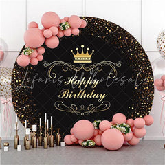 Lofaris Glitter Spot And Crown Round Happy Birthday Backdrop
