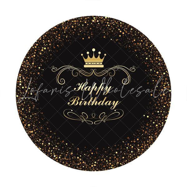 Lofaris Glitter Spot And Crown Round Happy Birthday Backdrop