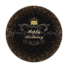 Lofaris Glitter Spot And Crown Round Happy Birthday Backdrop