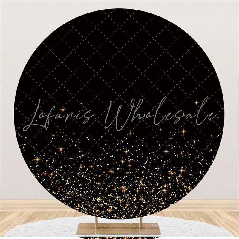 Lofaris Glitter Star And Black Round Happy Birthday Backdrop