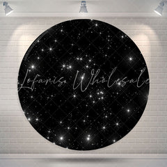 Lofaris Glitter Stars Black Birthday Party Round Backdrop