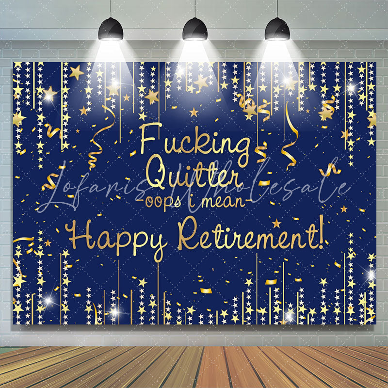 Lofaris Glitter Stars Gold Blue Backdrop For Retirement