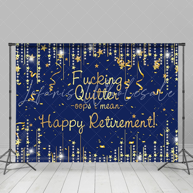 Lofaris Glitter Stars Gold Blue Backdrop For Retirement