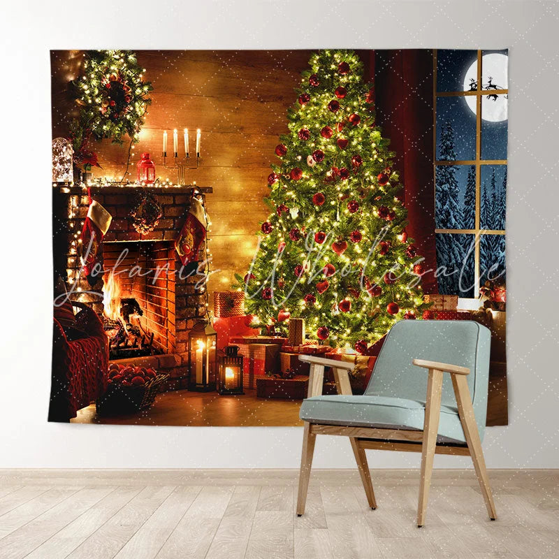 Lofaris Glitter Warm House Christmas Day Decoration Backdrop