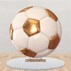 Lofaris Glossy Golden White Football Round Birthday Backdrop