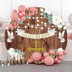 Lofaris God Bless White Floral Circle Happy Birthday Backdrop