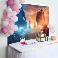 Godzilla Monster Kong Backdrop For Birthday Party Decorations