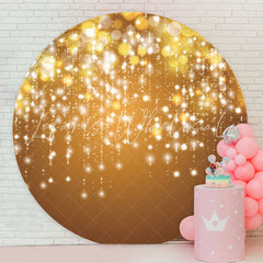 Lofaris Gold Bokeh String Birthday Party Circle Backdrop