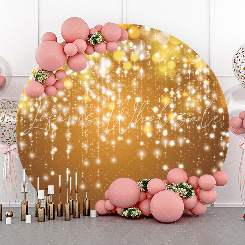 Lofaris Gold Bokeh String Birthday Party Circle Backdrop