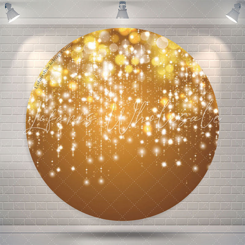 Lofaris Gold Bokeh String Birthday Party Circle Backdrop