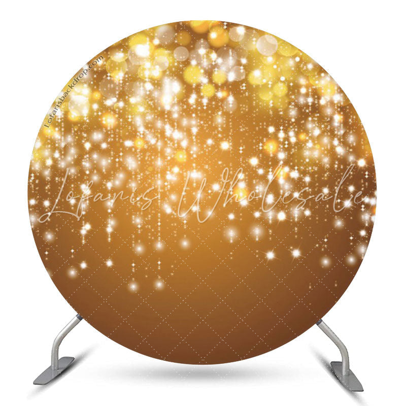 Lofaris Gold Bokeh String Birthday Party Circle Backdrop
