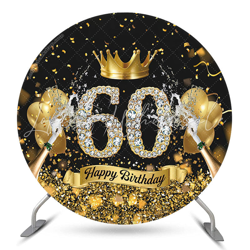 Lofaris Gold Crown Champagne Round 60th Birthday Backdrop